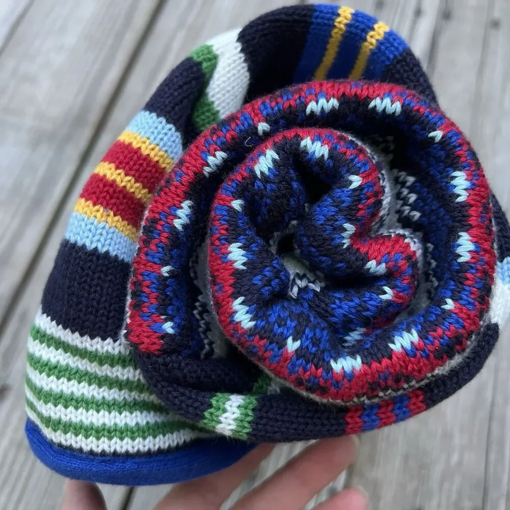 Baby Gap Fair Isle Crazy Stripe Diamond Fleece Knit Knitted Sweater Boy Blanket